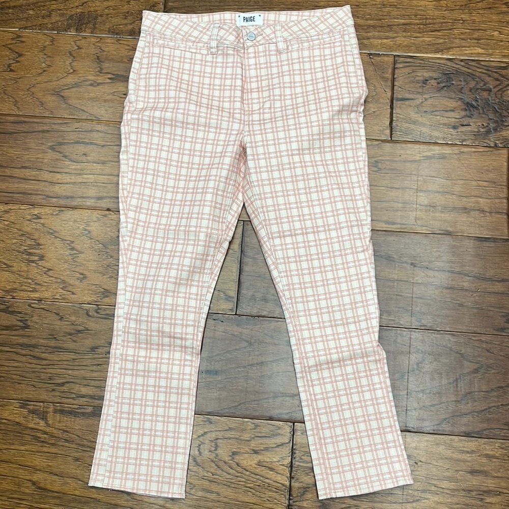 Paige Colette crop‎ flare plaid jeans